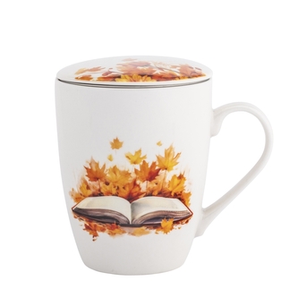 KUBEK NBC Z POKRYWKĄ I ZAPARZACZEM 350 ML W OPASCE DEK. BARWY JESIENI 1