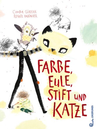 Farbe, Eule, Stift und Katze