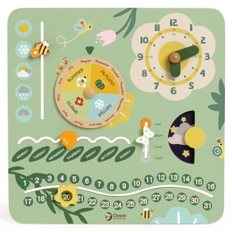 CLASSIC WORLD CW20255 Drewniana Tablica Manipulacyjna "Mój pierwszy kalendarz" Zegar dla Dzieci