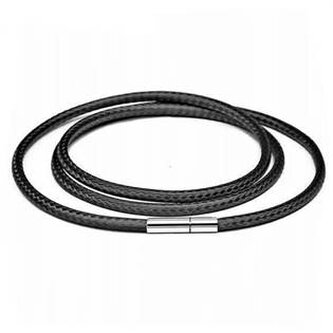 LR1140-020-60 Splétaný náhrdelník, tl. 2 mm - černá