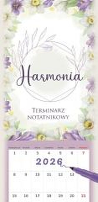 Kalendarz 2026 notatnikowy 46x22cm Harmonia