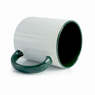Hrnek pro potisk-330 ml bílý, zelený ucho,uvnitř