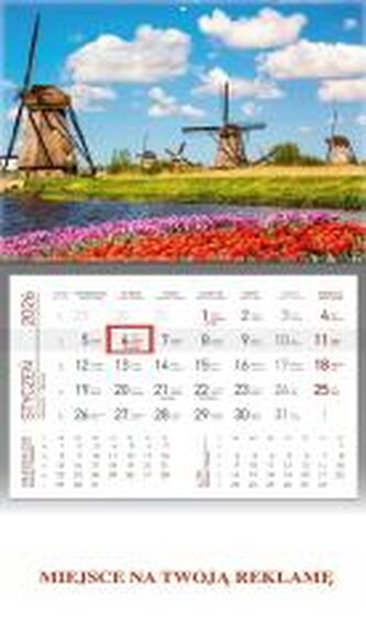 Kalendarz 2026 ścienny jednodzielny Wiatraki