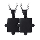 DR1340 Černé ocelové přívěsky - puzzle