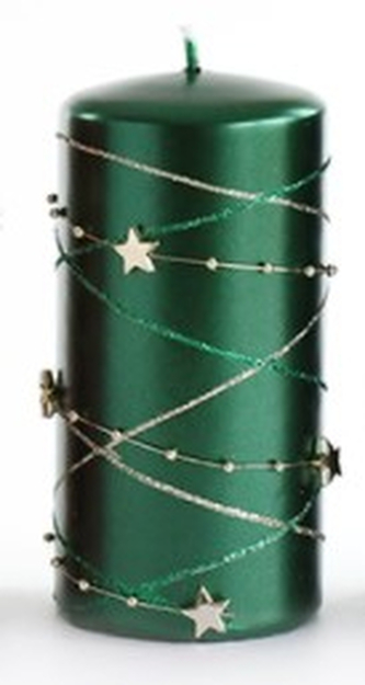 Świeca GIRLANDA walec średni 7xh14cm zielona