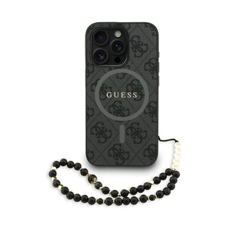 Guess PU Leather 4G Colored Ring Strap MagSafe Zadní Kryt pro iPhone 15 Pro Max Black