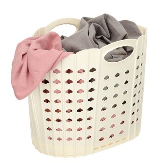 Skládací koš na prádlo – koupelnový organizér v krémové barvě