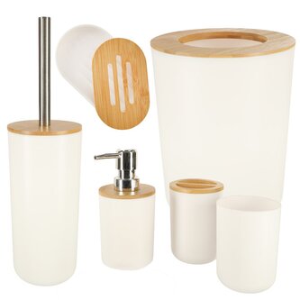 Koupelnová sada 6 kusů dávkovač kartáč, bílá