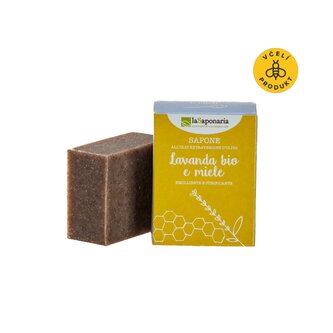 laSaponaria Tuhé olivové mýdlo BIO - Med a levandule (100 g) - vhodné na tělo i na obličej