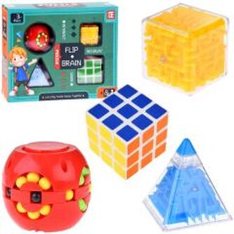 Układanka logiczna, kostki i labirynt