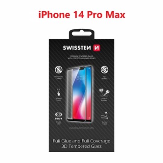Swissten sklo ultra durable 3D full glue glass Apple iPhone 14 Pro max černé