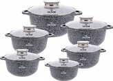 Sada hrnců s keramicko-mramorovým povrchem a poklicemi, 12 dílná