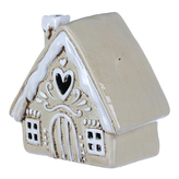 Domeček keramický - zdobený, na čajovou svíčku, žlutý