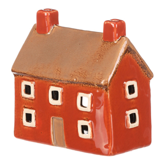 Domeček keramický - na čajovou svíčku, cihlově červený