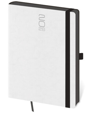 Týdenní diář A5 Memory bílý s gumičkou