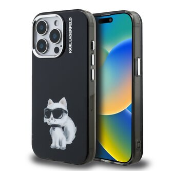 Karl Lagerfeld IML Aquarelle Choupette Zadní Kryt pro iPhone 15 Pro Black