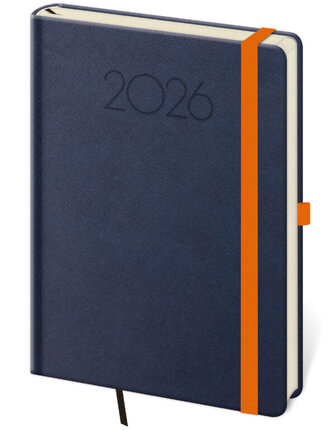 Týdenní diář A5 New Praga modrý s gumičkou