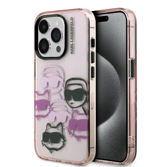 Karl Lagerfeld IML Multi K&CH Heads Zadní Kryt pro iPhone 15 Pro Max Pink