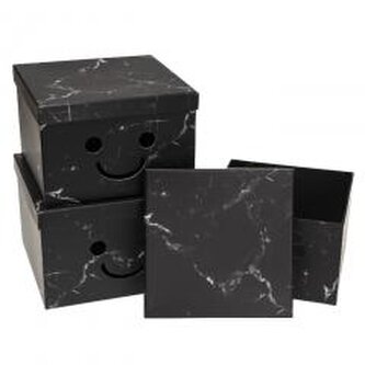 Pudełko Flower Box 3szt Smile czarny ROZETTE