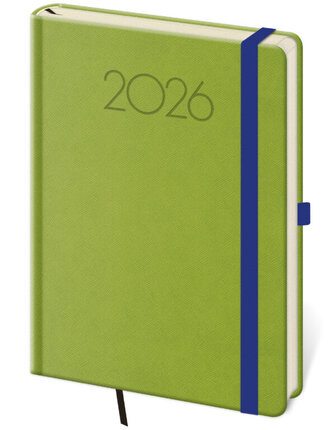 Týdenní diář A5 New Praga zelený s gumičkou