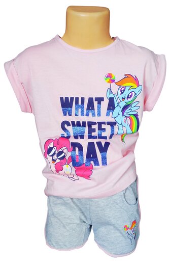 Dívčí letní set MY LITTLE PONY se šortkami, růžovošedá, velikost: 116