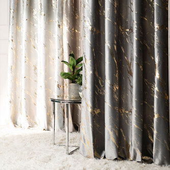 Dekorační vzorovaný závěs s řasící páskou MARBE 005 šedá/zlatá 140x250 cm (cena za 1 kus) MyBestHome