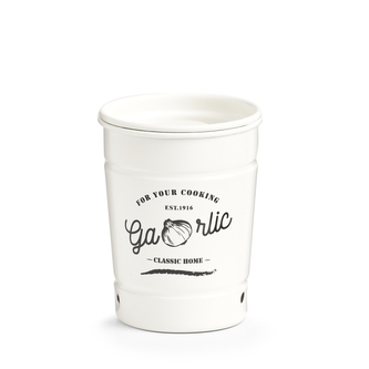 Zeller Present Plechová dóza na česnek, s větráním, bílá RETRO