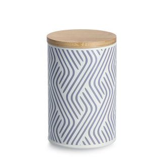 ZELLER Kovová dóza s bambusovým víkem 1l, lila 10,5x16,5cm