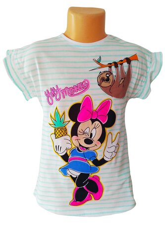 Dívčí noční košile MINNIE s proužky krátký rukáv, mentolová, velikost: 116