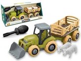 Traktor do skręcania z przyczepą 30x9x11,5cm