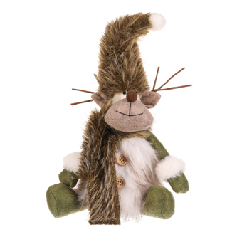 Sob - látková figurka, sedící, bílo-zelená