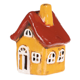 Domeček keramický - LED osvětlení, žlutý s červenou střechou