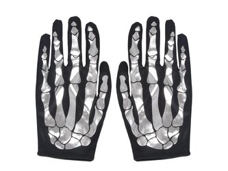 rukavice kostra 22cm stříbrné 1042565