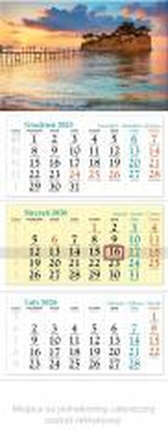 Kalendarz 2026 ścienny trójdzielny Wyspa