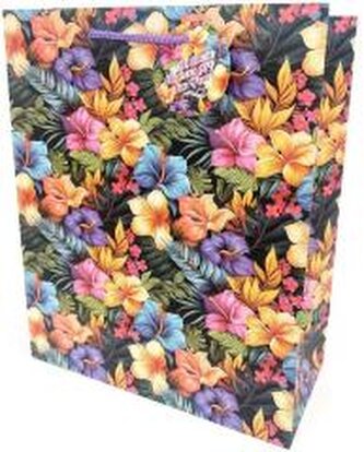 Torebka ozdobna matowa 26x32x12cm Kwiaty