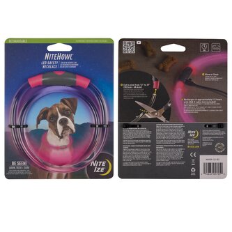 Nabíjecí LED bezpečnostní obojek Nite Ize NiteHowl® Rechargeable LED Safety Necklace Tie Dye Pink
