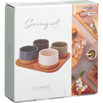 EXCELLENT HOUSEWARE Sada misek na pochutiny servírovací s prkénkem 4 ks KO-210001090