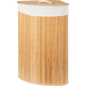 EXCELLENT HOUSEWARE Koš na prádlo bambus rohový 35×35×60 cm hnědá/bílá KO-KR9000020