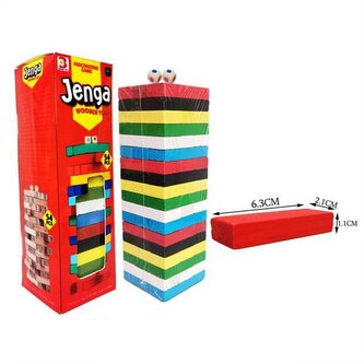 Věž dřevěná barevná 54 dílků 6,3x6,3x20 cm