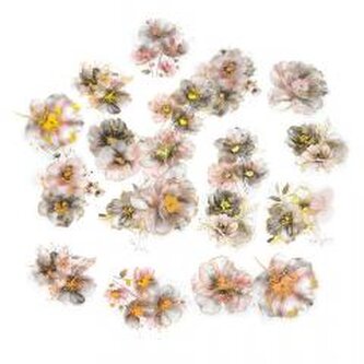 Naklejki PET kwiaty gray powder 20szt