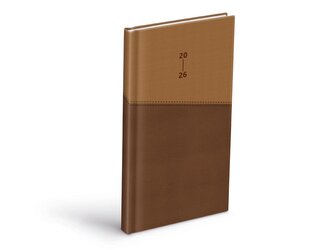 diář 2026 T806 PU dark brown/beige 90x170mm 7781513