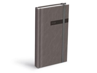 diář 2026 D802 PU s gumkou gray 90x170mm 7781500