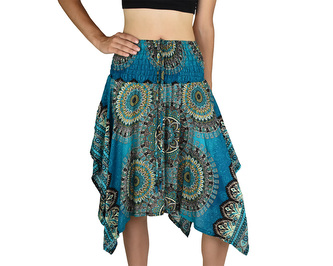 Sukně krátká TUNDE, mandala trojzubec, tyrkysová, var. A