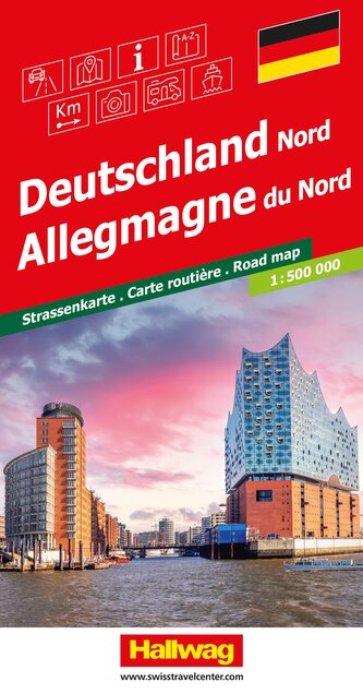 Hallwag Strassenkarte Deutschland Nord 1:500.000