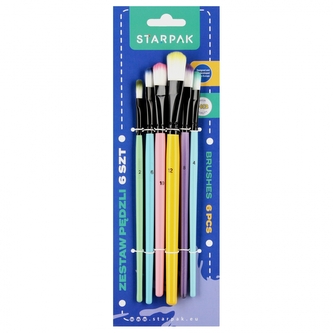 Zestaw pędzli szkolnych pastelowych 6szt STARPAK 563038
