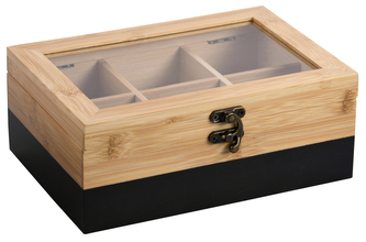 Kesper Bambusová čajová krabička se 6 přihrádkami černá 21 x 15 x 8 cm