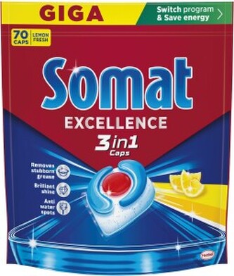 Somat Excellence 3v1 tablety do myčky Lemon, 70 ks