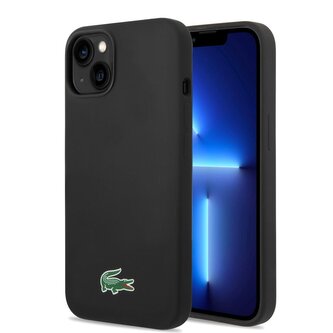 Lacoste Liquid Silicone Microfiber Croc Logo MagSafe Zadní Kryt pro iPhone 13/14/15 Black