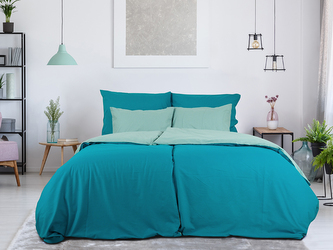 B.E.S. - Petrovice, s.r.o. Povlečení BAVLNA Double face hotelový uzávěr - Tyrkys/Olivová Rozměr: 140 x 220 + 70 x 90