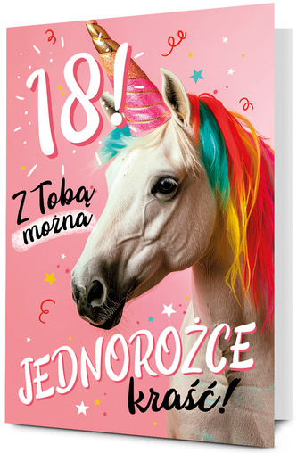Karnet MEGA 18 Urodziny Jednorożec (33x48cm) K.MEGA-124